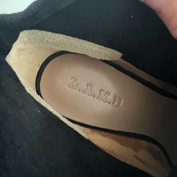 L.A.M.B. Size 10 Slouchy Suede Ankle Booties in Black - Picture 4 of 7